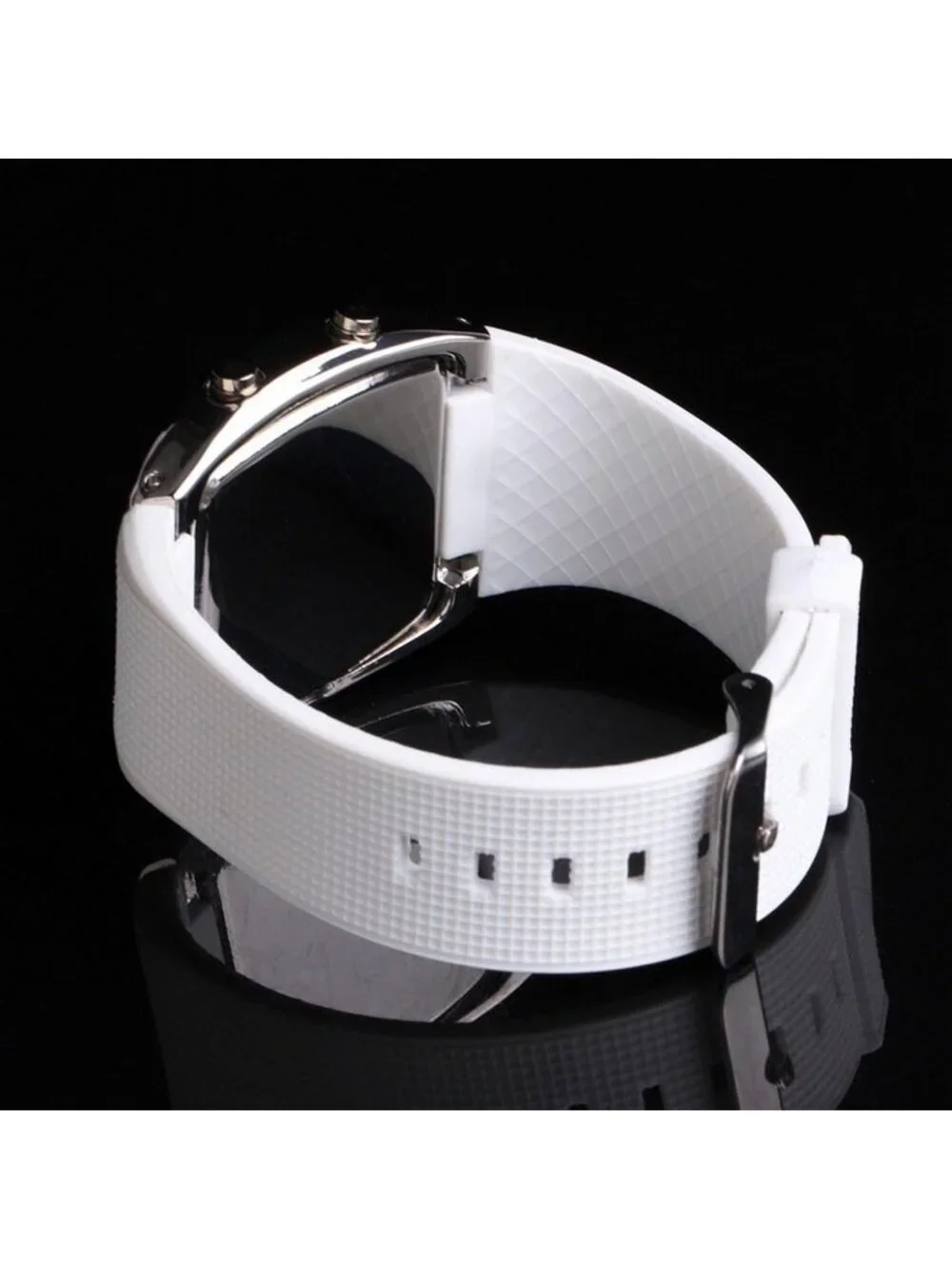 Men's White Analog Quartz Silicone Triangle Dial Iron Cobra LED Digital Watch